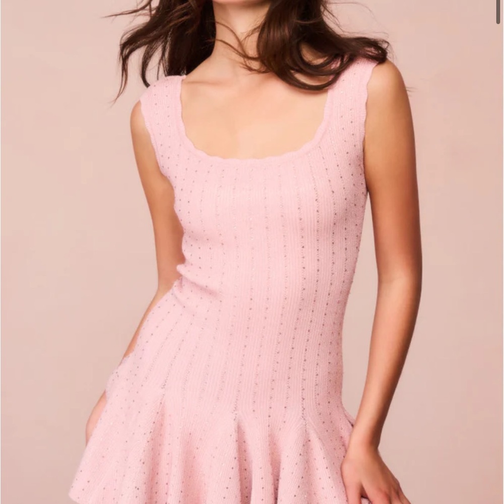 LoveShackFancy Pink Knit Mini Dress
